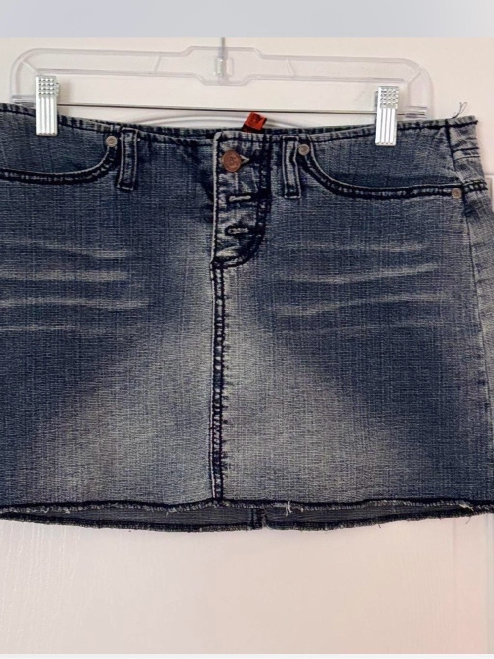Dollhouse Distressed Dark Wash Denim Mini Skirt